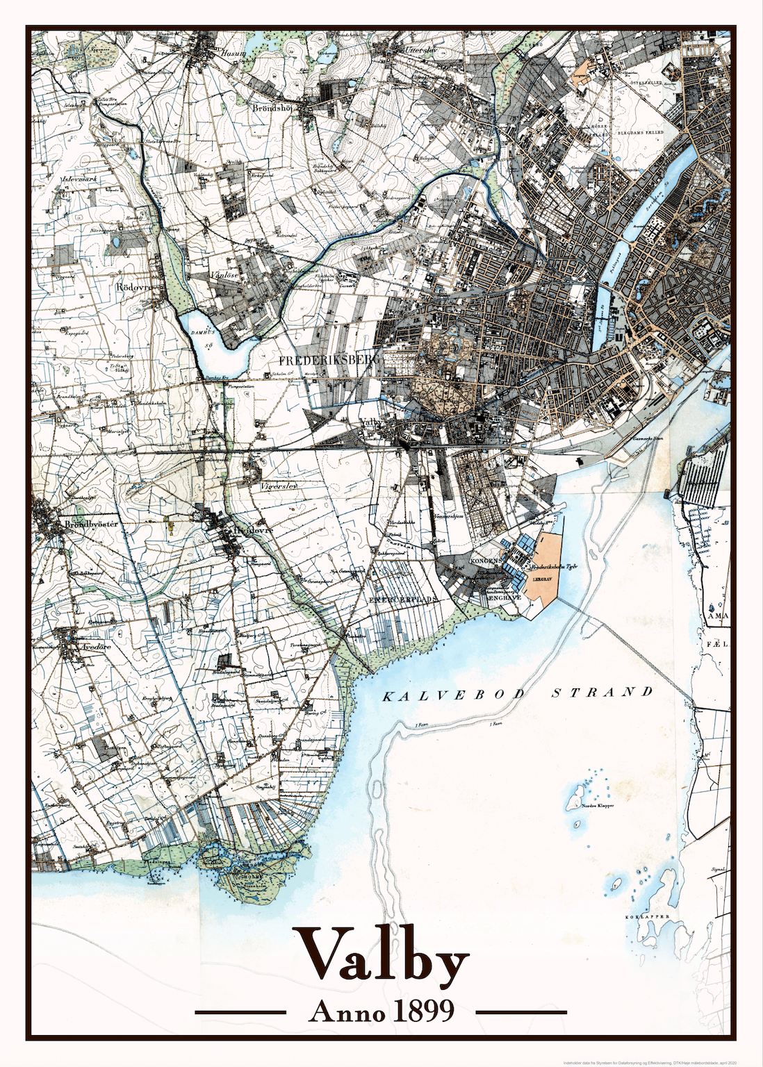 Valby On A Map Valby Plakat 50x70 cm – Anno Plakat